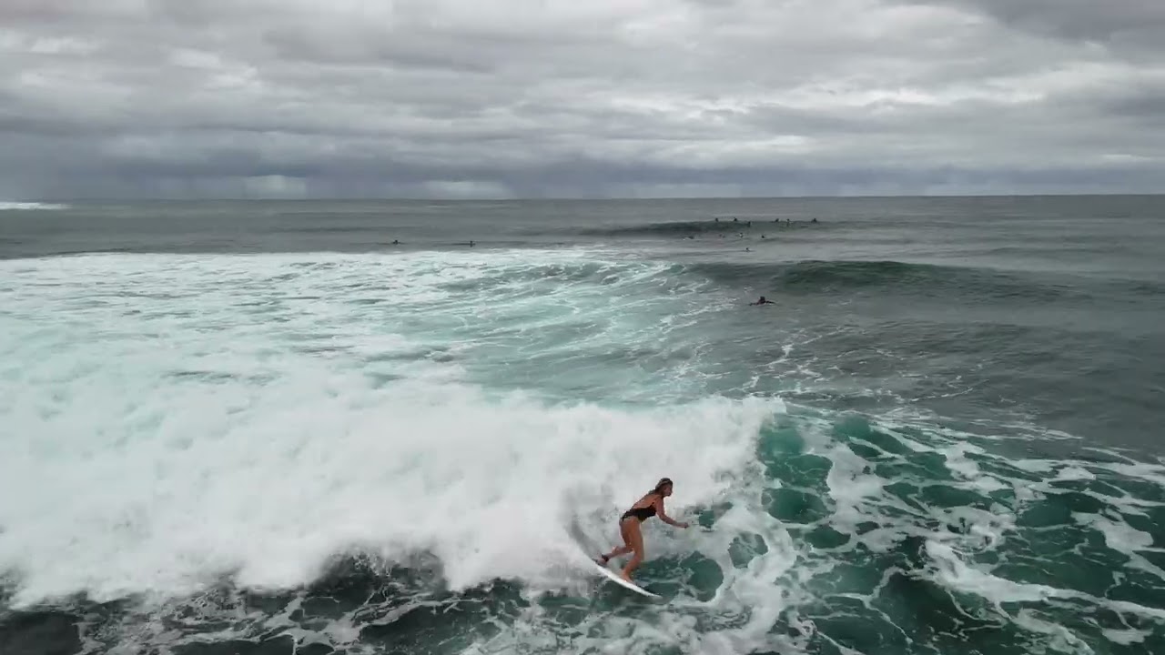 Lakey Peak drone footage Feb 2026 surfing shoulder season