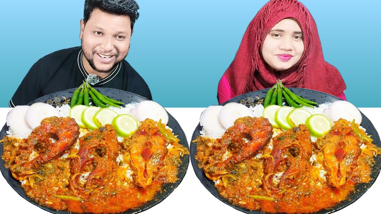 Spicy Fish Curry And Rice Eating Challenge, Fish Curry And Rice Eating Competition, R+B Vlog