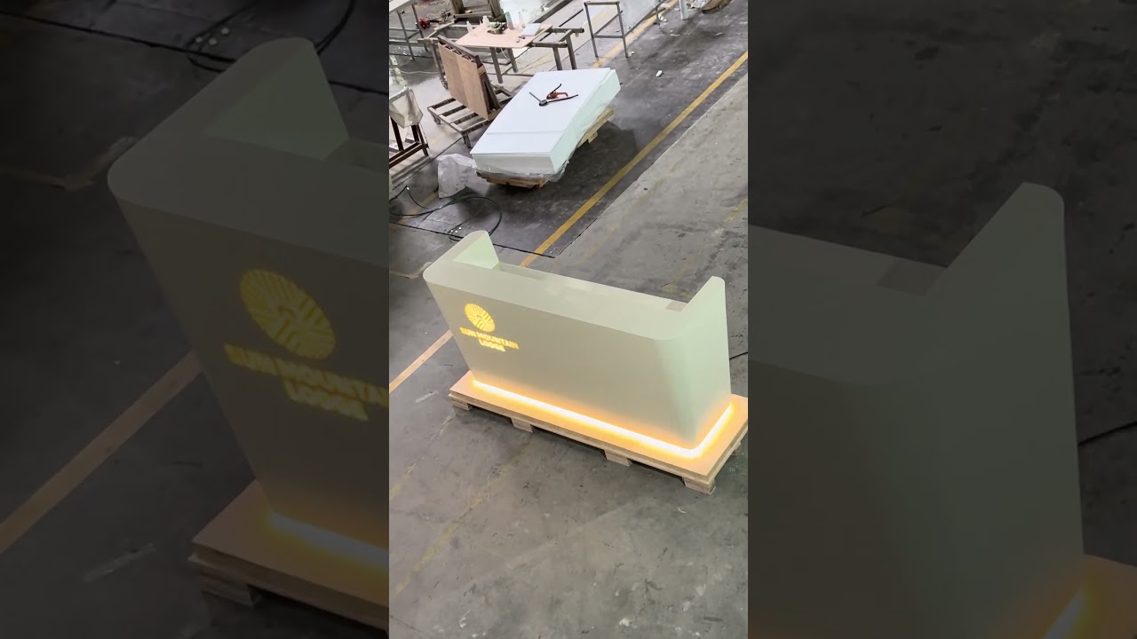 Medical Spa Backlit Logo Reception Desk Made by Solid Surface Stone