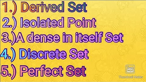 #LearnPureMaths. Derived Set|| Isolated Point|| A dense in itself Set|| Discrete Set|| Perfect Set