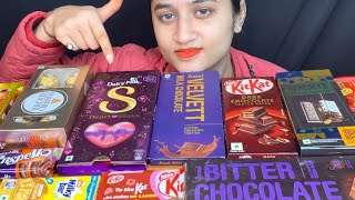 ASMR EATING CHOCOLATE PARTY DAIRY MILK HEART BLUSH,AMUL VELVET,KITKAT DARK CHOCOLATE,HERSHEY’S|FOOD