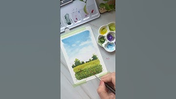Hướng dẫn vẽ tranh Phong cảnh Mùa xuân bằng Màu nước #watercolortutorial
