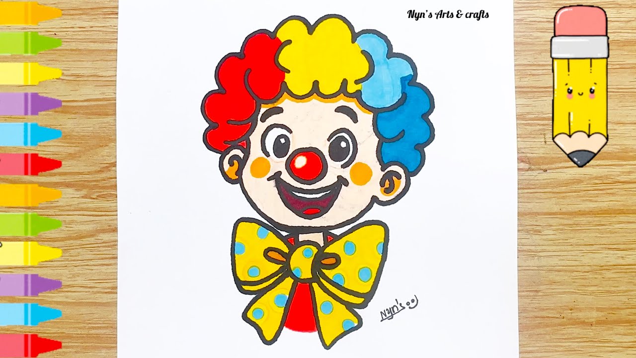 How to Draw and Color a Cute Clown Step by Step | Easy Drawing for Kids