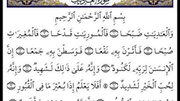 سورة العاديات عدد الآيات 11 سورة مكية ترتيبها في المصحف 100.