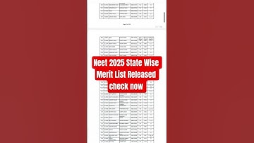 Neet 2025 State Wise Merit List Released check now your rank list #neetranklist #neet2025meritlist
