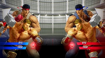 Thor & Ryu VS Thor & Ryu (Hardest AI) - Marvel vs Capcom: Infinite Gameplay