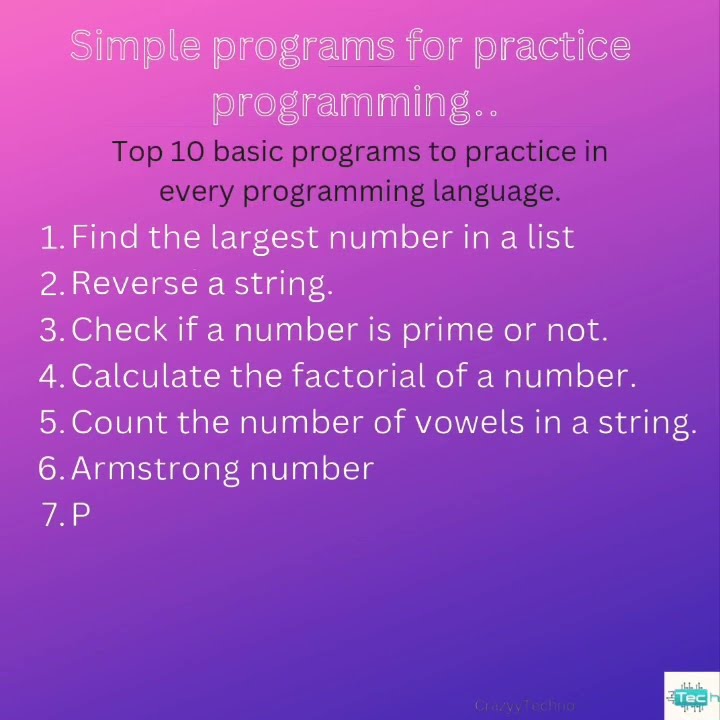 Top 10 basic programs to practice programming - YouTube
