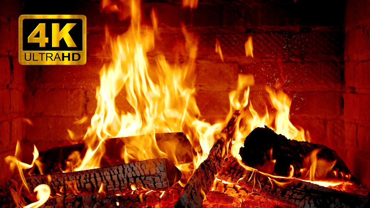 🔥 Уютный камИн 4K: горящИе поленья И реалИстИчные звукИ огня для расслабленИя И сна.