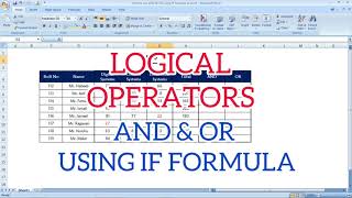 How to use Logical Operators AND & OR using IF formula in excel | Logical Functions | Logical Test