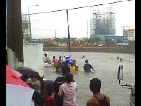 As the typhoon "Ondoy" (Ketsana) hit the Philippines, floods raged everywhere. Most of Metro Manila is in some way underwater. This is my brother's video of the Sucat Intersection in Paranaque City, taken yesterday, September 26, 2009. As you can see people (and motorcycles!) are helping each other get through with makeshift Styrofoam boats. Despite everything the people in the video don't seem too worried about their situation. Only in the Philippines!