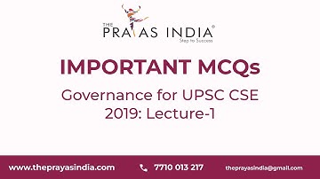 Important MCQs on Governance for UPSC CSE 2019: Lecture-1