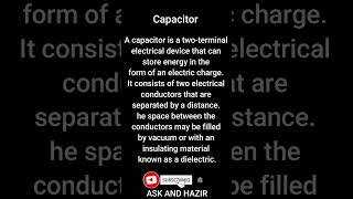 Definition of Capacitor youtubeshort youtubeshorte ytshorts viral