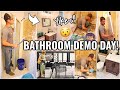 BATHROOM DEMO DAY!!😯 SMALL BATHROOM MAKEOVER PART 1 | RENOVATION HOUSE PROJECTS