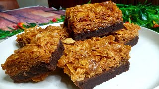 how to make Caramel Cornflakes Brownie | perfect brownie recipe with cornflakes | cornflake recipe