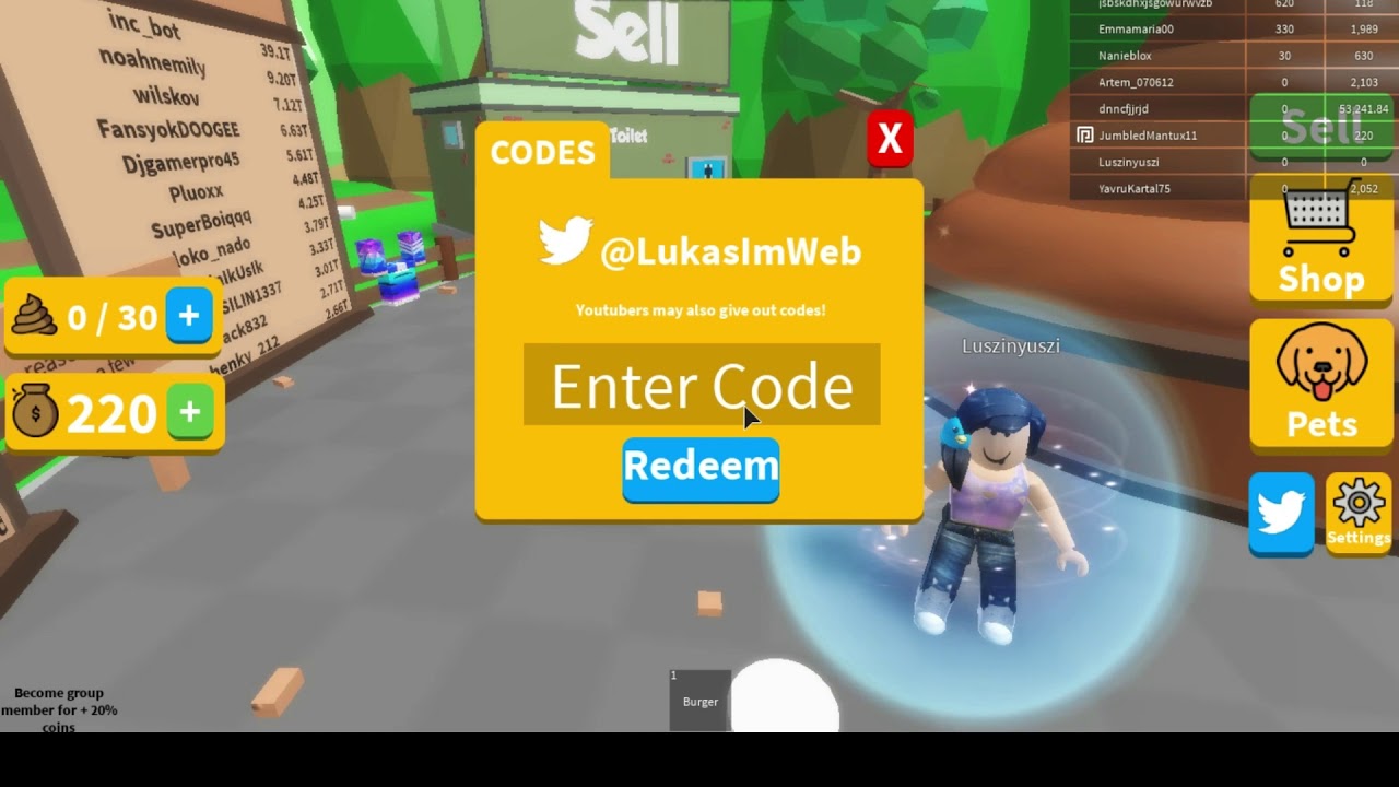 Roblox Poop Simulator Codes