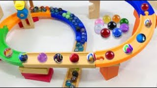 Marble Run ASMR Race ☆ HABA Slope & Dump Truck Excavator Ambulance Forklift Garbage Truck Tractors 1