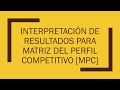 Interpretación resultados matriz MPC o Matriz del Perfil Competitivo