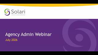 Agency Admin Webinar July 2026