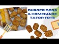 Burger Dogs and homemade tator tots. Full Tutorial. #cookingathome #easyrecipe #food