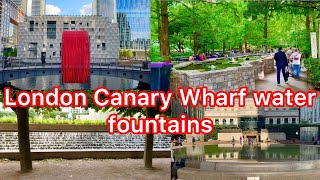London Canary Wharf water fountains