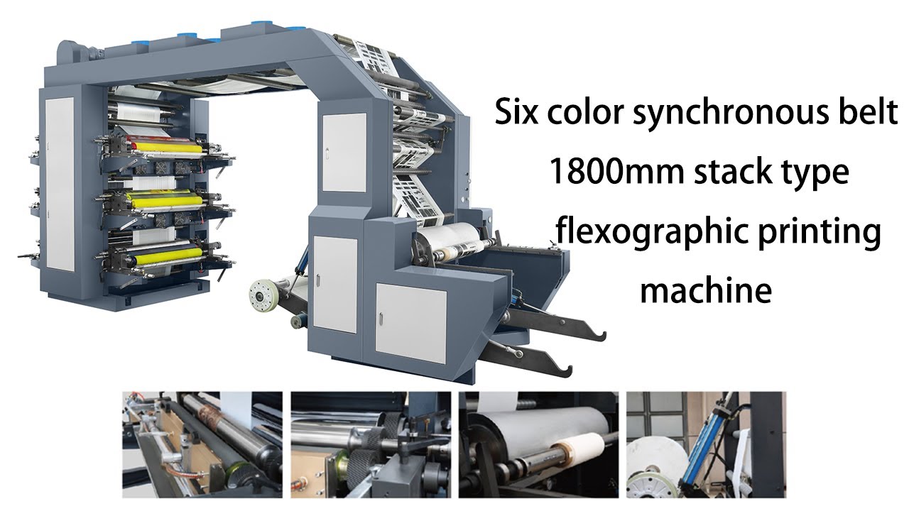 6 colors 1800mm high speed synchronous belt flexographic printing ...