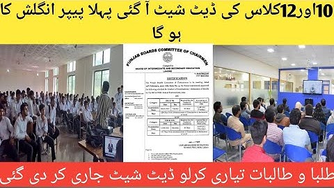 Intermediate Board Exam Date Sheet 2021||Matric Exam Date Sheet 2021|Board Exam date sheet 2021