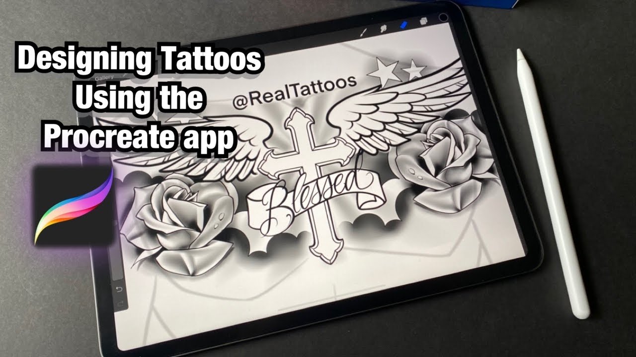 Designing tattoos using the Procreate app - YouTube
