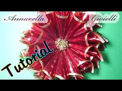 Stella Di Natale Kanzashi.Tutorial Stella Di Natale Con Nastro How To Make A Poinsettia Youtube