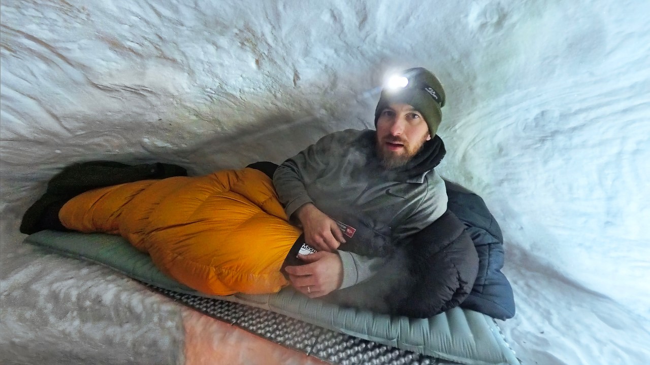 -10°F Camping Overnight in a Quinzee Snow Shelter