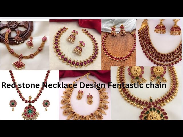 Red Stone Necklace - Gold Addige | Art of Gold Jewellery, Coimbatore
