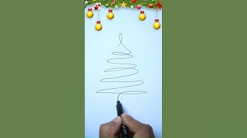 Draw a Christmas Tree in One Line ✨ | Creative Drawing Ideas