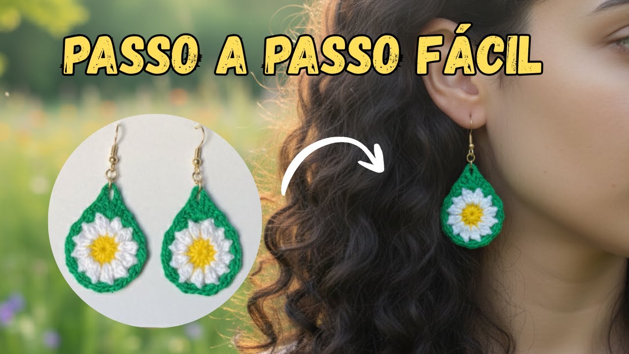 Вязаные серьги-подвески с ромашкой: модный цветочный аксессуар