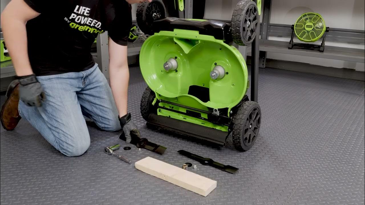 Maintenance Guide Replacing the Blades (Greenworks Pro 25" Dual Blade