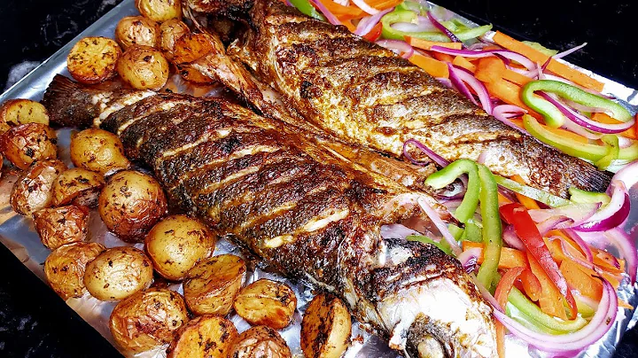 Tasty Oven Grilled Sea Bass Fish | Crispy Butter Potatoes | Mixed Vegetables