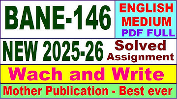 BANE 146 solved assignment 2025-26 in English || bane 146 solved assignment 2026 || ignou bane146