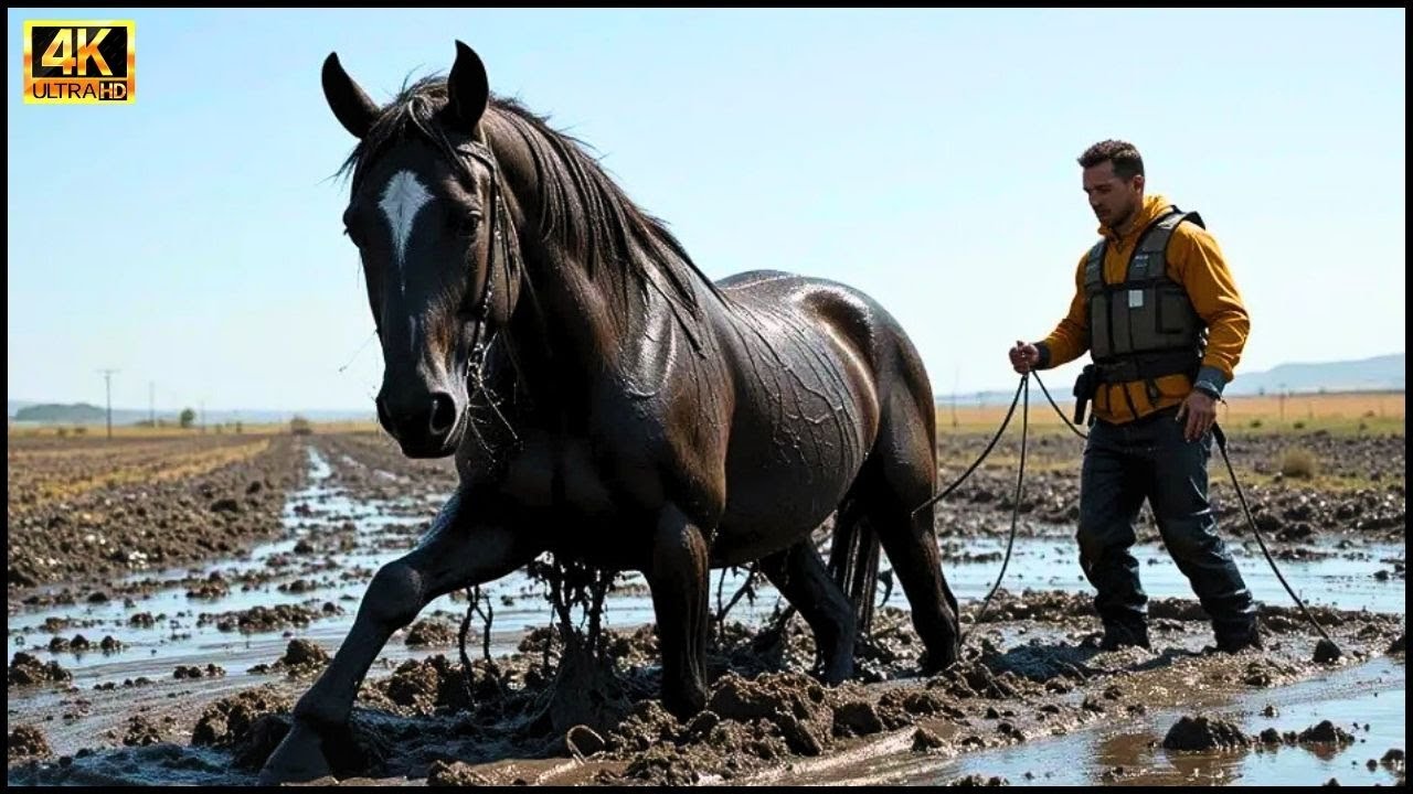 Heroic Animal Rescue: Saving a Horse Trapped and Drowning in Deep Mud ...