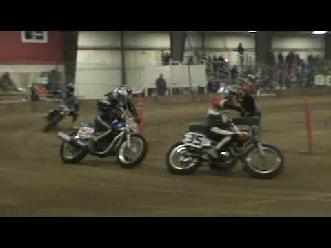 2013 Caldwell Idaho indoor motorcycle flat track race 2nd main event #265 Rich Dermody #22 Dave Keil