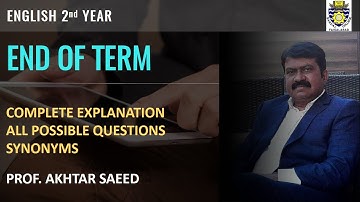 END OF TERM | David Daiches | Explanation in Urdu English With All Possible Questions & Synonyms