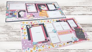 Scrapbook Tutorial | Echo Park | Teen Spirit Girl | 2 Double Layouts | Cutting Guide E