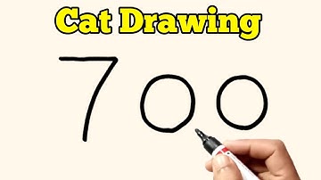 Cute Cat Drawing Step by Step | How to Draw a Cat Using 700