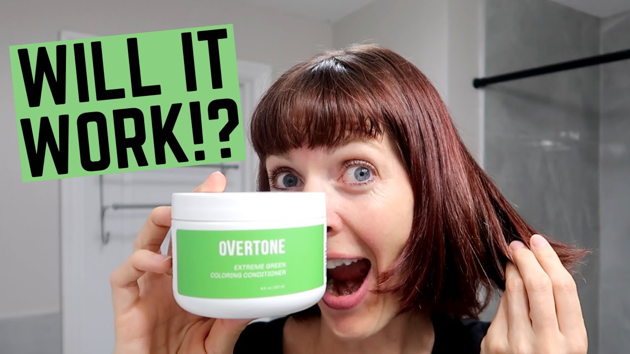 oVertone Extreme Green on Brown Unbleached Hair (that's still kinda red
