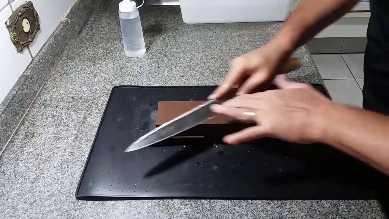 Como afiar a yanagi - faca para sashimi. How to sharpen a yanagi. Teste de corte no final.