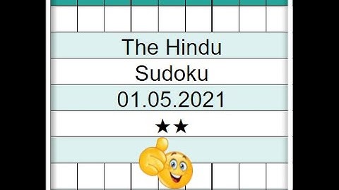 Today The Hindu Sudoku 2 Star Solution | 01.05.2021