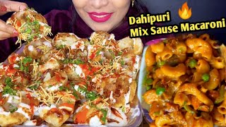 EATING DAHIPURI & MIX SAUSE INDIAN PASTA | INDIAN STREET FOOD CHALLENGE | STREET FOOD EATING MUKBANG