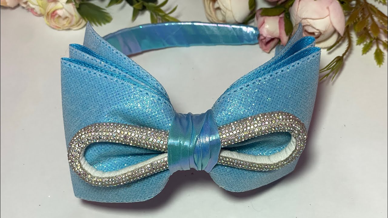 Diadema con moño glitter video No. 1167 Creaciones Rosa Isela 