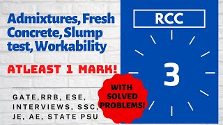Admixtures, Fresh concrete, Slump, Workability | RCC GATE lectures | English