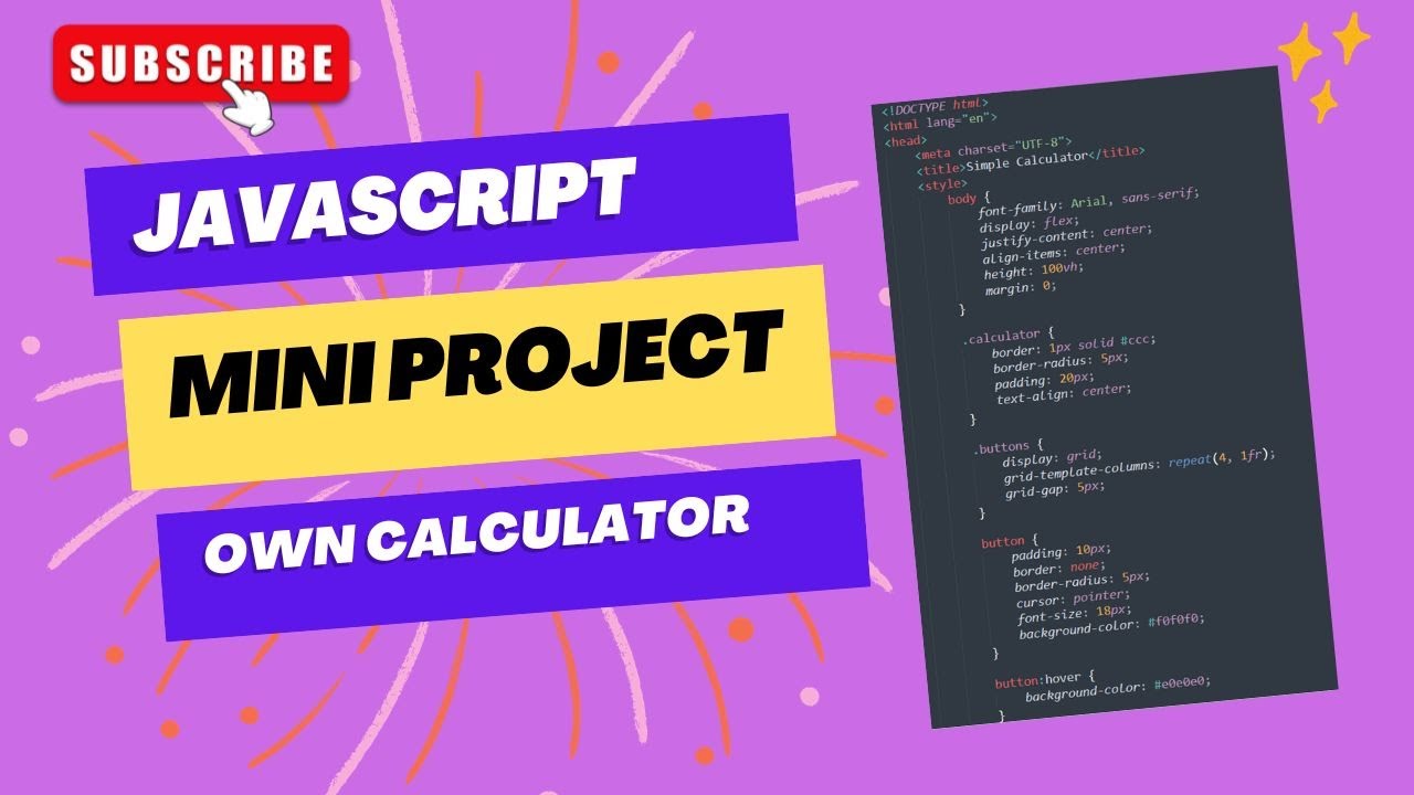 JavaScript Tutorial | Mini Project | Create Your Own Calculator | HTML ...
