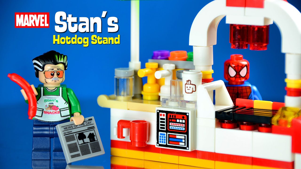 LEGO Stan Lee's Snacks & Hotdog Stand (MOC) w/ Spider-Man & Venom - YouTube