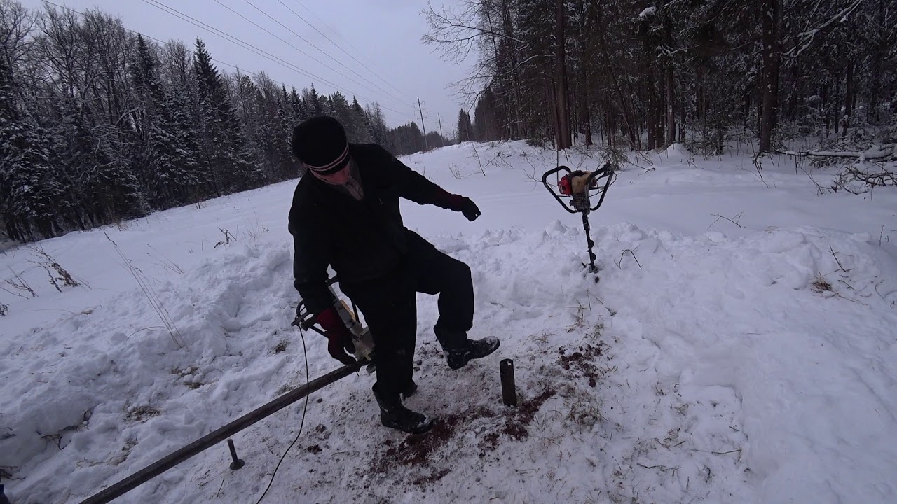 Монтаж сваи-шурупа 2 серия, теперь закручиваем электрической ...