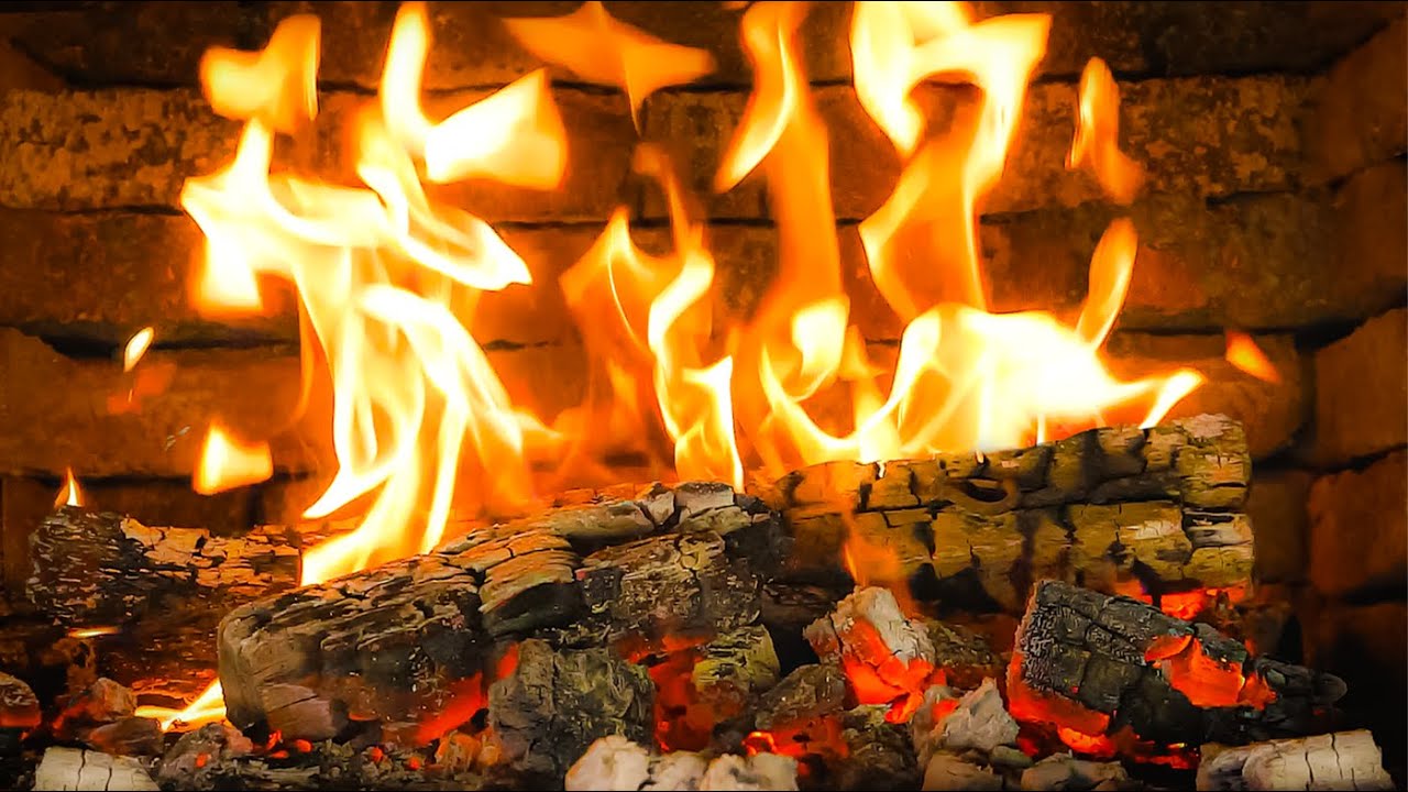 🔥 4K Fireplace Ambience. Fireplace with Burning Logs and Crackling Fire ...